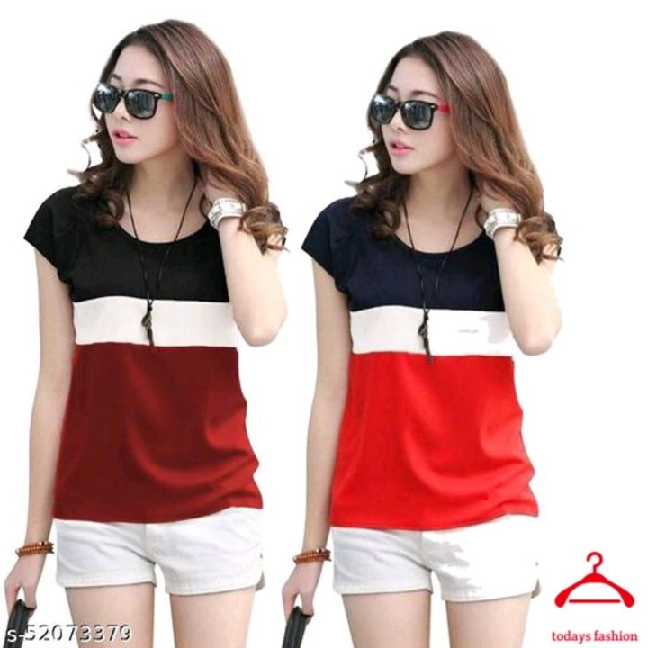 Trendy Elegant Women Tshirt
Fabric: Cotton Blend
Sleeve Length: Short Sleeves
Pattern: Solid
Multipa uploaded by Todays fashion on 10/19/2021