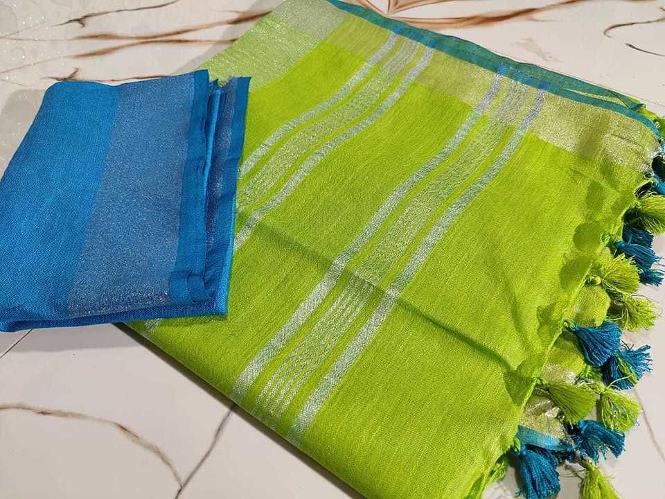 Fabric cotton slub pipin saree
5.5m saree +blouse. 90 cm with blouse uploaded by business on 9/17/2020