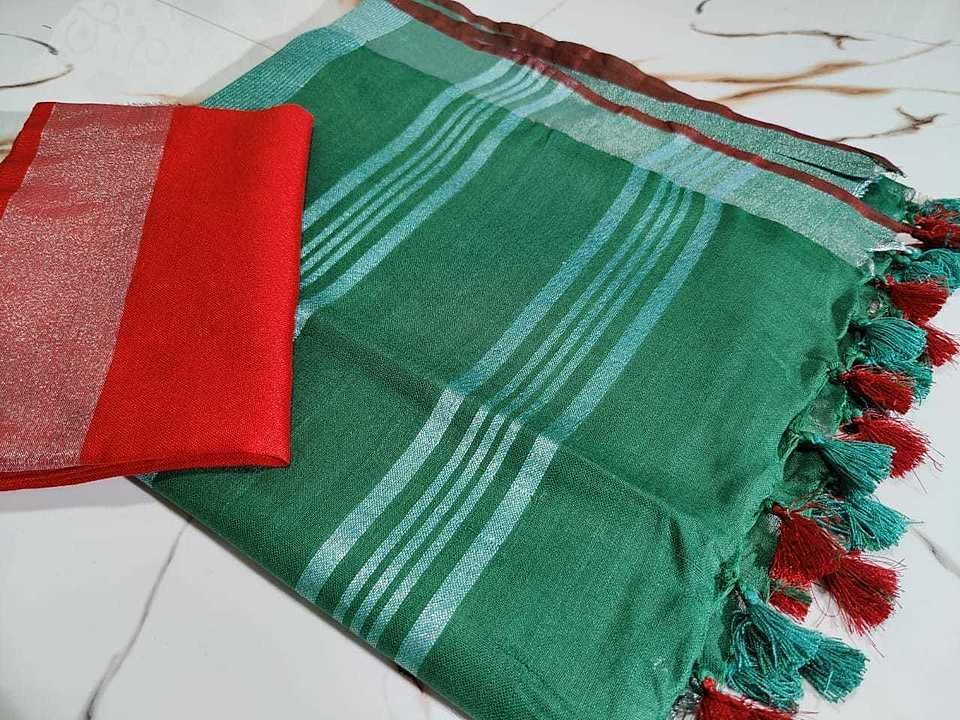 Fabric cotton slub pipin saree
5.5m saree +blouse. 90 cm with blouse uploaded by business on 9/17/2020