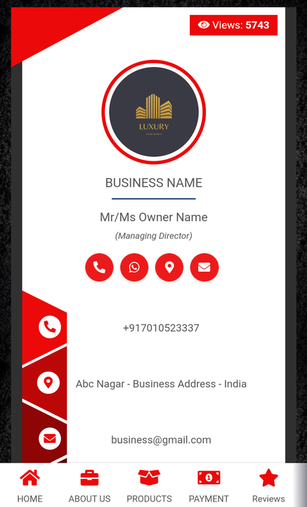 Digital Visiting Card uploaded by business on 10/19/2021