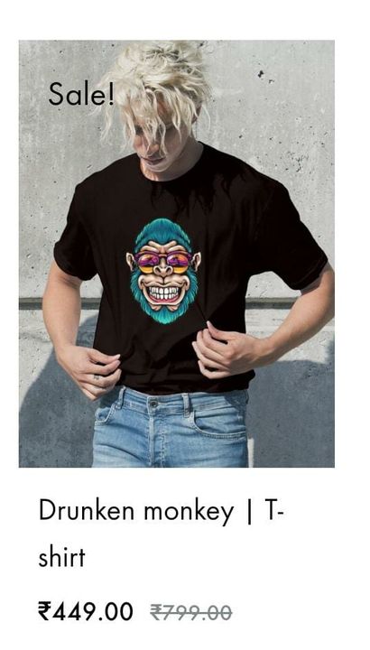 Drunken monkey casual t-shirt uploaded by Inneedstore on 10/20/2021