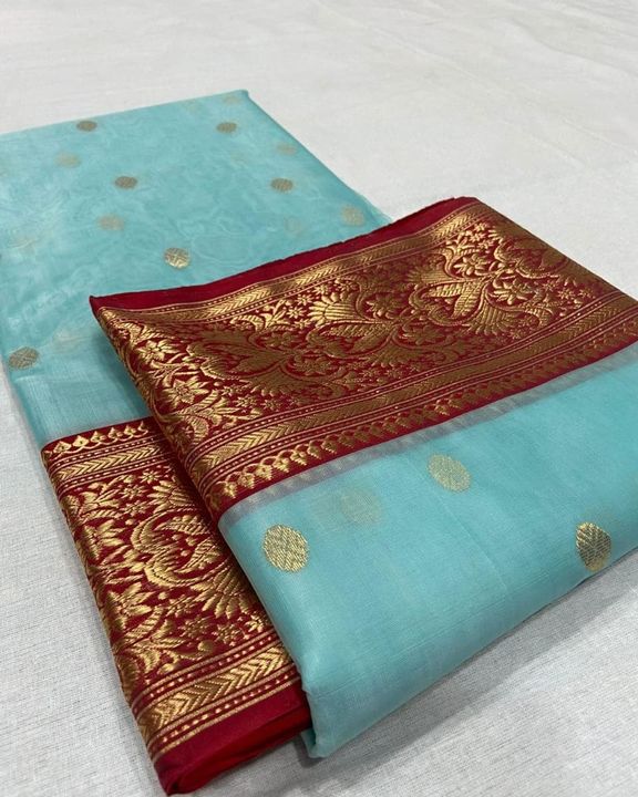Katan silk chanderi saree pure handloom uploaded by business on 10/20/2021