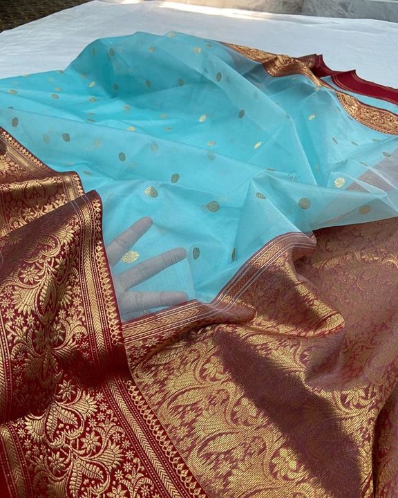 Katan silk chanderi saree pure handloom uploaded by Afreen handloom sarees on 10/20/2021