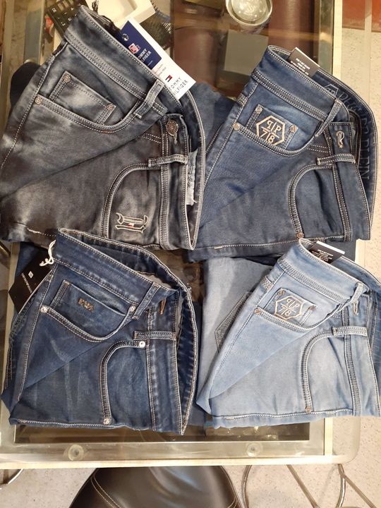 Post image I want 100 Pieces of I want same color shade premium quality jeans only manufacturer Contact me.
Below are some sample images of what I want.