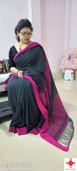 Khadi handloom check saree uploaded by business on 10/21/2021
