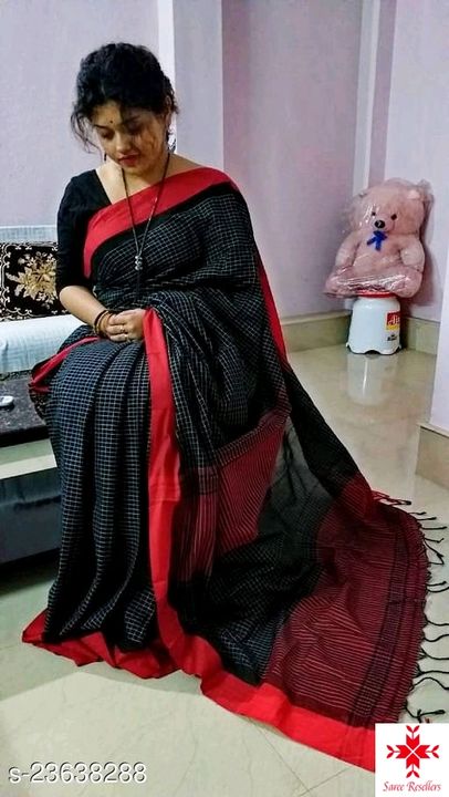 Khadi handloom check saree uploaded by business on 10/21/2021
