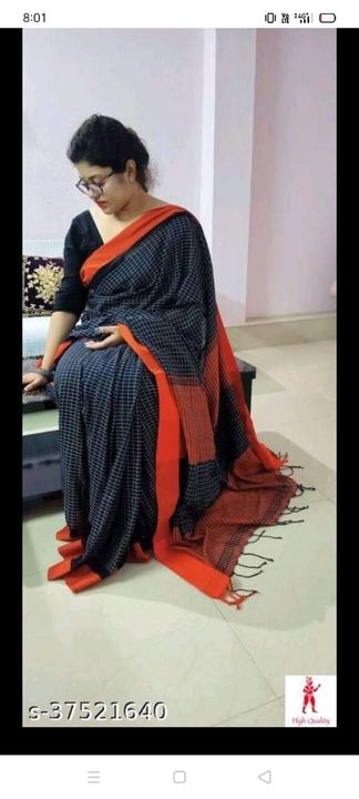 Khadi handloom check saree uploaded by Amit saree center on 10/21/2021