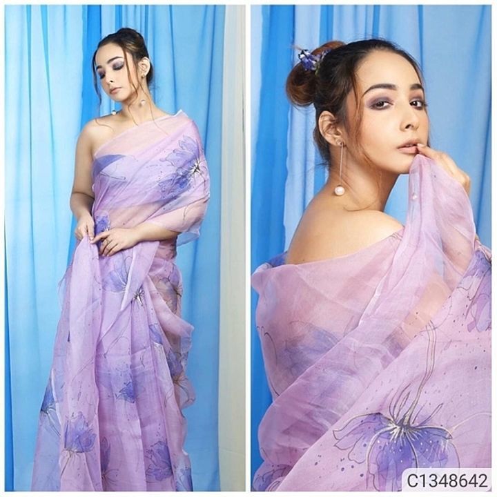 Pretty printed organza silk saree uploaded by business on 9/17/2020