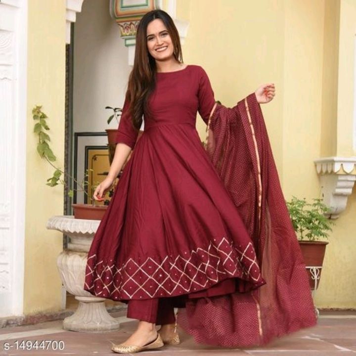 Post image Catalog Name:*Abhisarika Pretty Women Kurta Sets*Kurta Fabric: RayonBottomwear Fabric: No BottomwearFabric: RayonSleeve Length: Three-Quarter SleevesSet Type: Kurta With DupattaBottom Type: No BottomwearPattern: SolidMultipack: SingleSizes:S, M (Bust Size: 38 m, Shoulder Size: 14.5 m, Kurta Waist Size: 38 m, Kurta Hip Size: 39 m, Kurta Length Size: 50 m, Duppatta Length Size: 2.1 m) L, XL, XXLEasy Returns Available In Case Of Any Issue*Proof of Safe Delivery! Click to know on Safety Standards of Delivery Partners- https://ltl.sh/y_nZrAV3