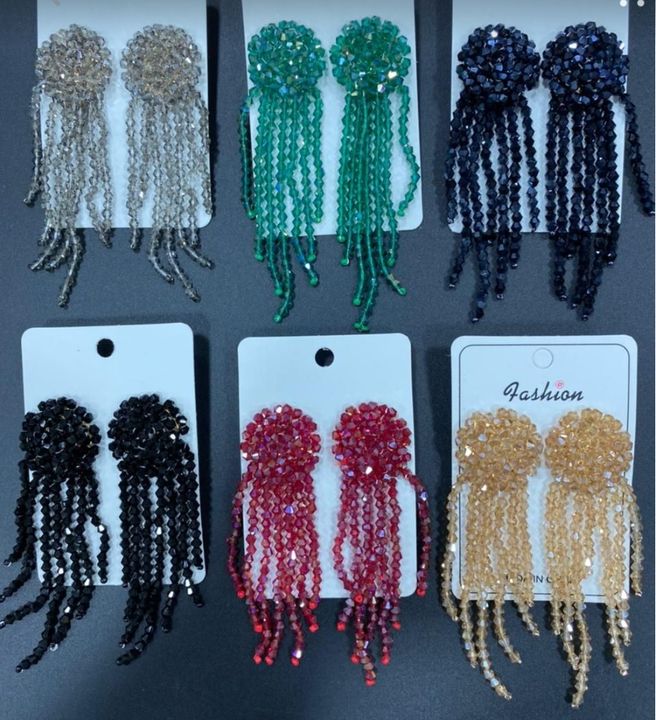 Long earrings in complete crystal work 😍 uploaded by business on 10/22/2021