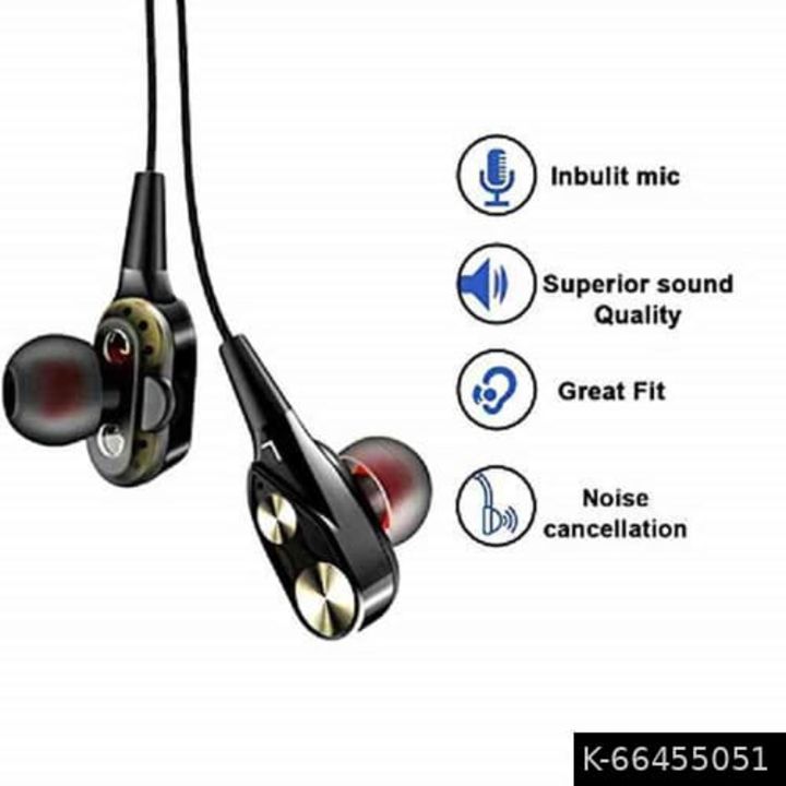 4D Deep Bass Stereo Earphone Dual Driver Sport Wired Headset with Mic for All Smartphones uploaded by Sagar collection new on 10/22/2021