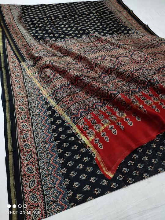 Authentic Pure Hand print chanderi handloom saree uploaded by business on 10/22/2021