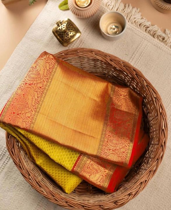 Litchi Silk beautiful golden yellow saree uploaded by Prabha Fashion on 10/22/2021