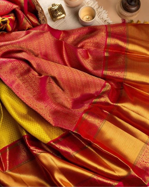 Litchi Silk beautiful golden yellow saree uploaded by Prabha Fashion on 10/22/2021