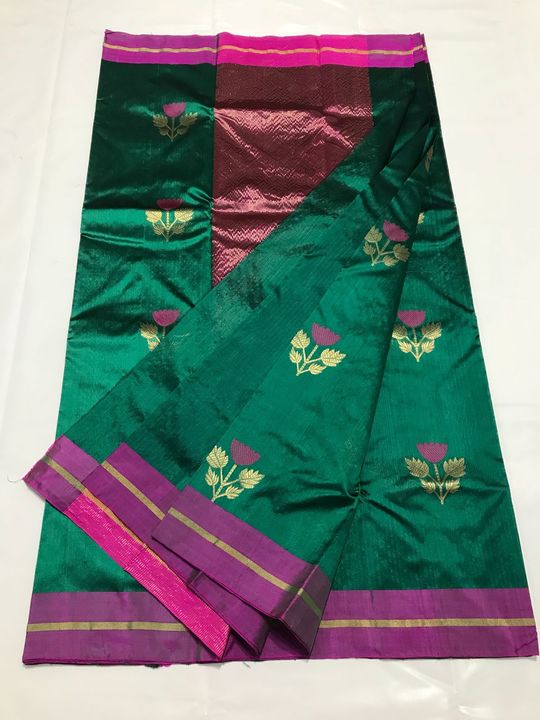 Pattu soft silk chanderi saree pure handloom uploaded by business on 10/23/2021