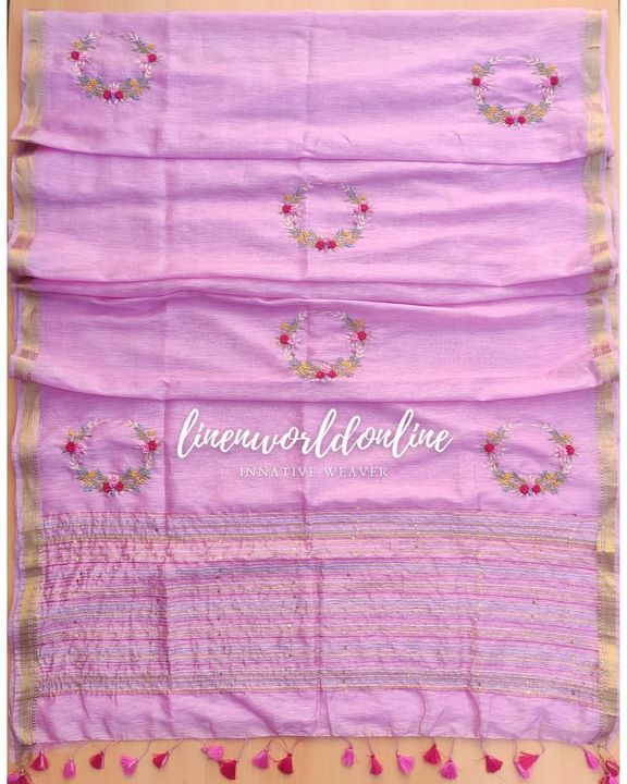 Material silk with hand embroidery work saree uploaded by business on 10/23/2021