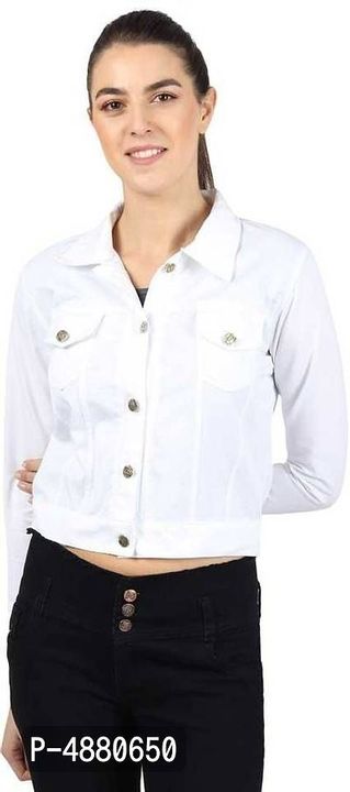 Women Fancy Cotton Blend Solid Denim Jacket uploaded by business on 10/24/2021