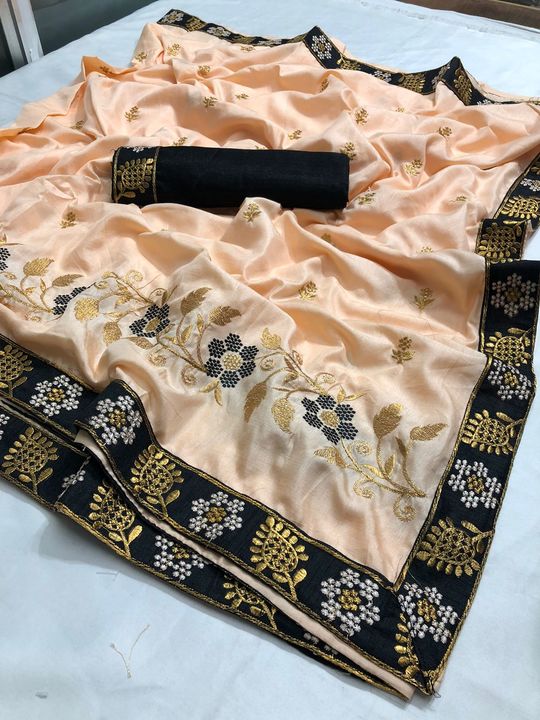 Post image *NEW LAUNCHING*
👉🏻Fabric:-*Dola silk* saree with embroidered work with lace border
👉🏻Blouse:-Satin Banglori silk with full embroidered work
      🌹Revised Rate-749/-🌹

*Freeshipping*👉🏻BEST RATE &amp; BEST QULITY ALWAYS
Ready to ship