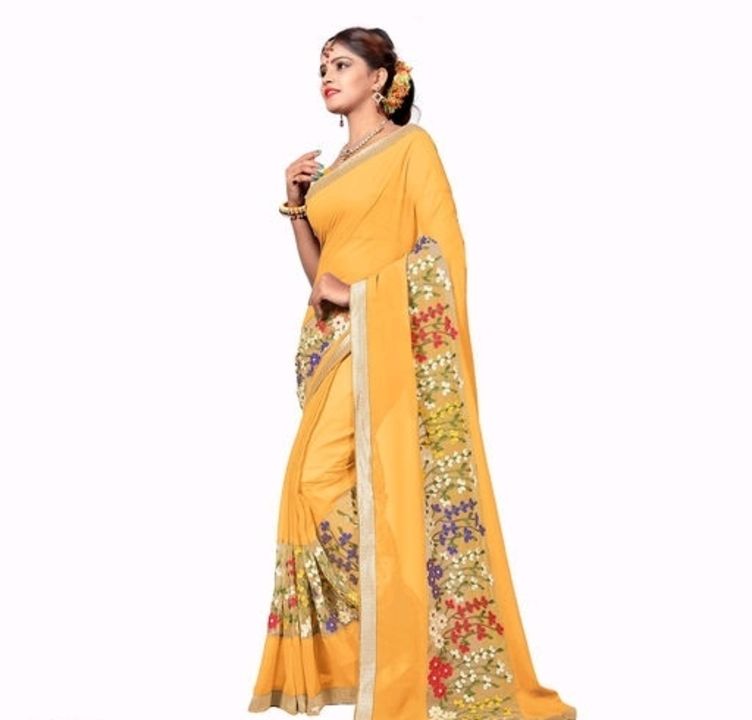 Embroidered Georgette Sarees with Floral Pattern uploaded by business on 10/26/2021