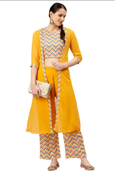 Crepe Shrug Kurti with plazo set. uploaded by Heads Up Business Consulting on 10/26/2021