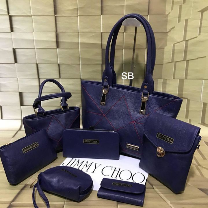 Post image Jimmy choo 7pcs Combo back again 😊
Famous model Double zip handbag Sling🤘Wallet💰Mobile sling🤳Coin pouch💸Card holder 💳
All your needs would be answered here 😎*Same quality &amp; size.material* With *good quality  
₹-920+-/onlyContact 8669111722