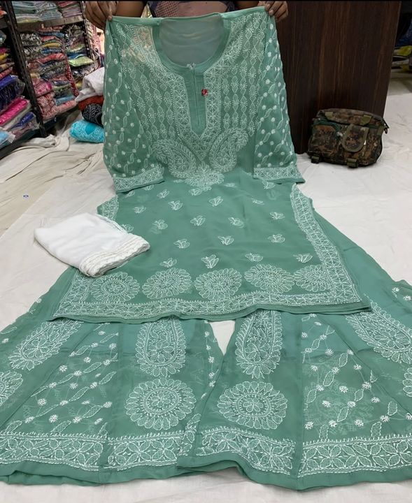 Georgette Kurti and Sharara with Dupatta uploaded by Heads Up Business Consulting on 10/27/2021