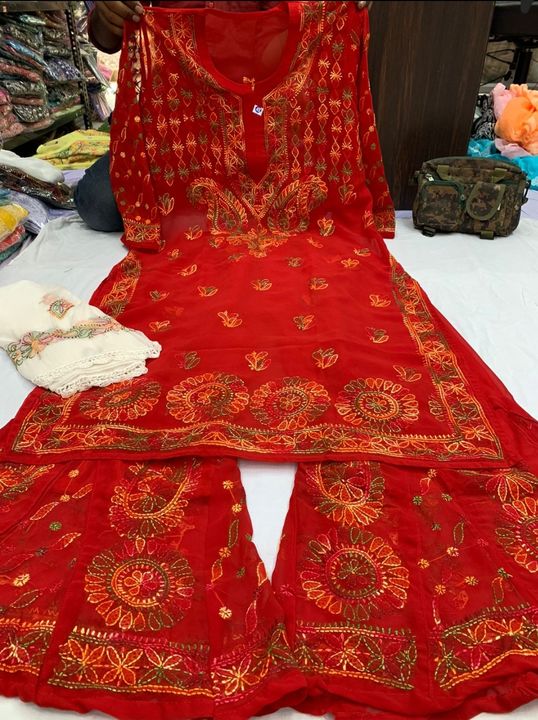 Georgette Kurti and Sharara with Dupatta uploaded by Heads Up Business Consulting on 10/27/2021