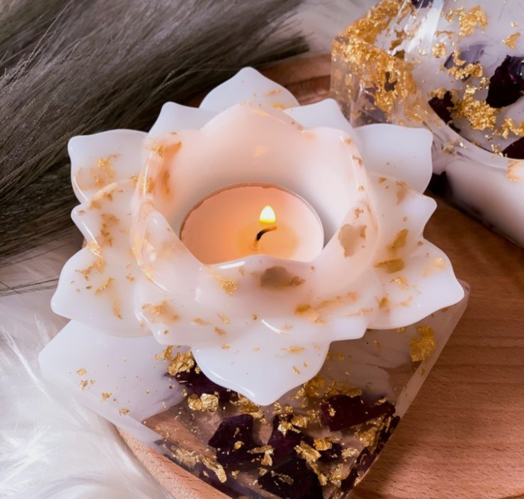 Resin tea light candle holder uploaded by business on 10/27/2021