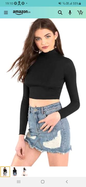 Post image I want 1 Pieces of I want to turtle neck crop top in black or white color M size.
Chat with me only if you offer COD.
Below is the sample image of what I want.