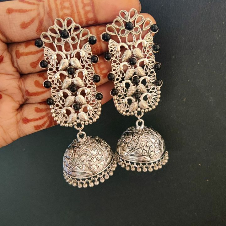 Oxidized brass premium quality stone earrings
 uploaded by business on 10/27/2021