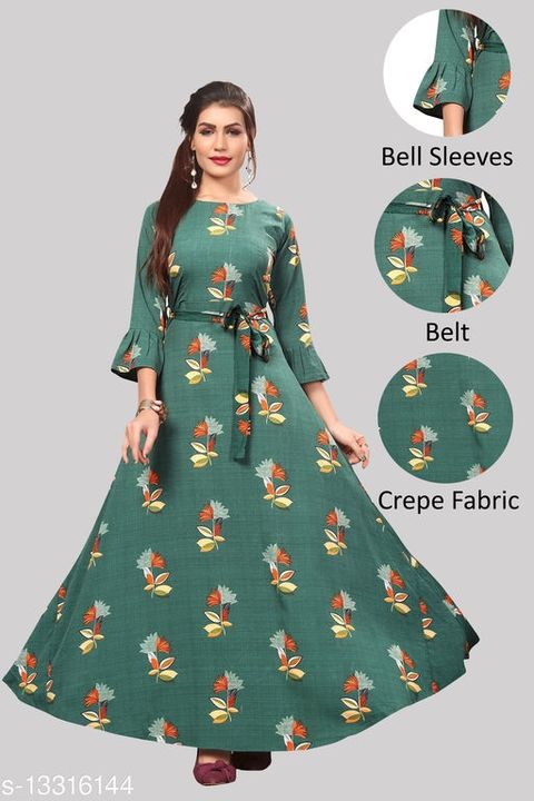 Women's crepe bell sleeve floor length anarkali maxi gown uploaded by ONLINESHOP YOUR on 10/28/2021