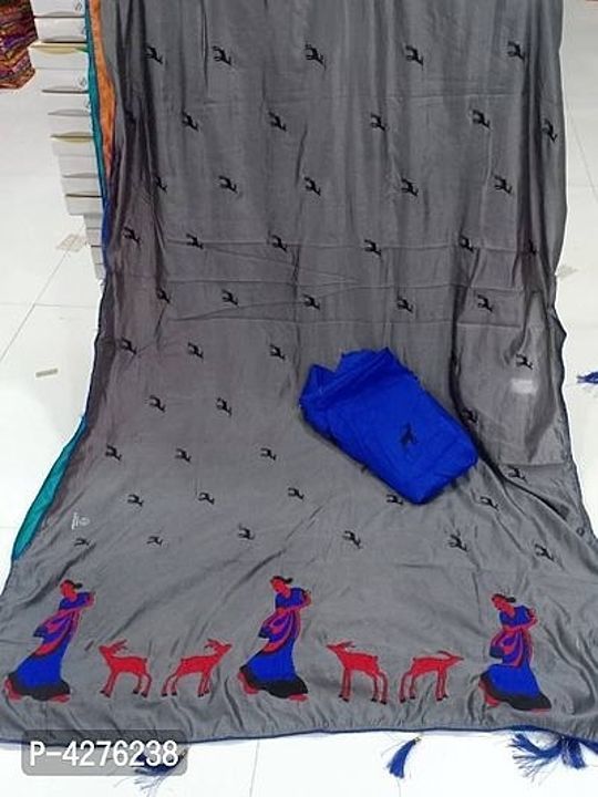 Sana Silk Embroidered Saree With Contrast Piping And Blouse uploaded by Confidence outfit on 9/18/2020