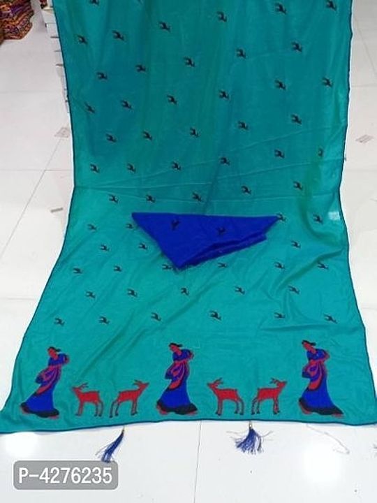 Sana Silk Embroidered Saree With Contrast Piping And Blouse uploaded by business on 9/18/2020