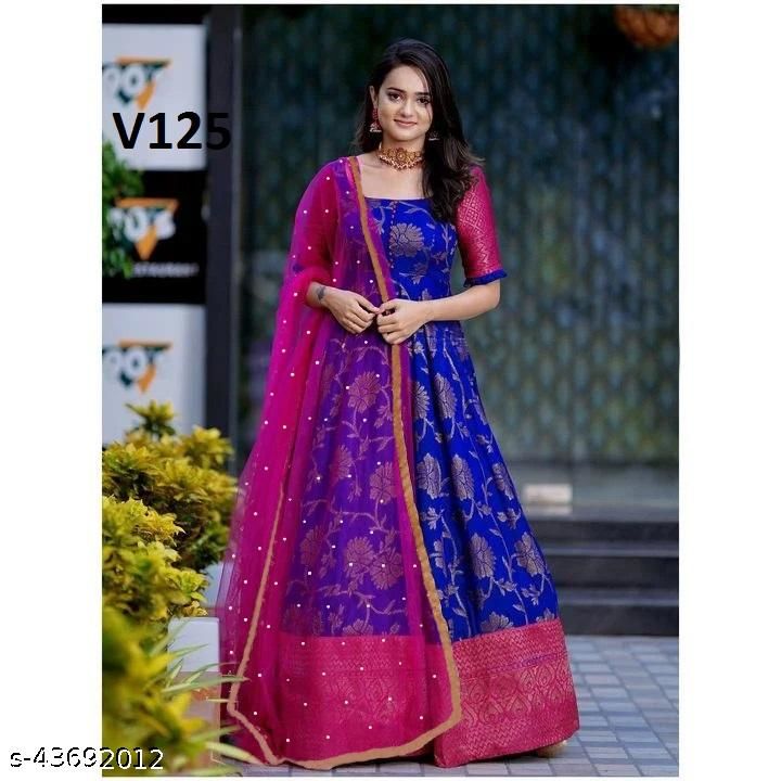 Demanding Royal Blue Colored Party wear Jacquard Silk Long Gown uploaded by Kevin Patel on 10/28/2021