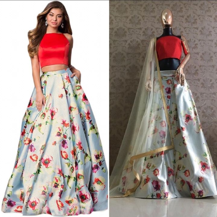 Lehnga Choli in Satin with Digital beautiful print uploaded by Heads Up Business Consulting on 10/29/2021