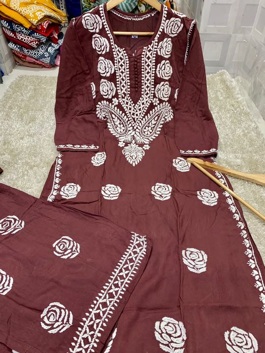 Chicken kurti plazo suite uploaded by business on 10/30/2021