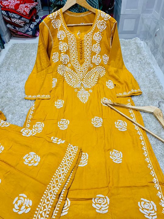 Chicken kurti plazo suite uploaded by business on 10/30/2021