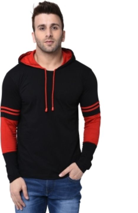 HELMONT Striped Men Hooded Neck Red, Black T-Shirt
 uploaded by business on 10/30/2021