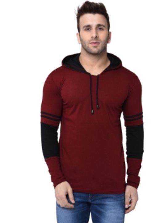 HELMONT Striped Men Hooded Neck Red, Black T-Shirt uploaded by business on 10/30/2021