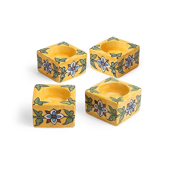 Blue Pottery T-Light Candle Holder, 3 x 3 x 3.75 Inch uploaded by Desicraftz on 10/30/2021