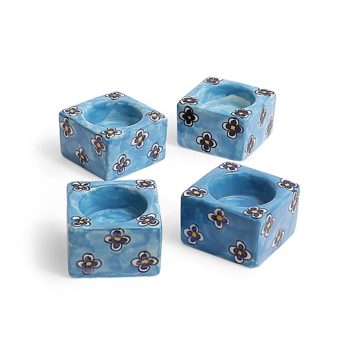 Blue Pottery T-Light Candle Holder, 3 x 3 x 3.75 Inch uploaded by Desicraftz on 10/30/2021