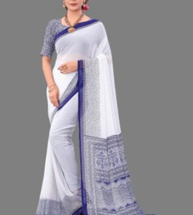 *Geometric Print Daily Wear Georgette Saree*

Color: Black, White, Blue, White, Brown, White, Red, W uploaded by SN creations on 10/31/2021