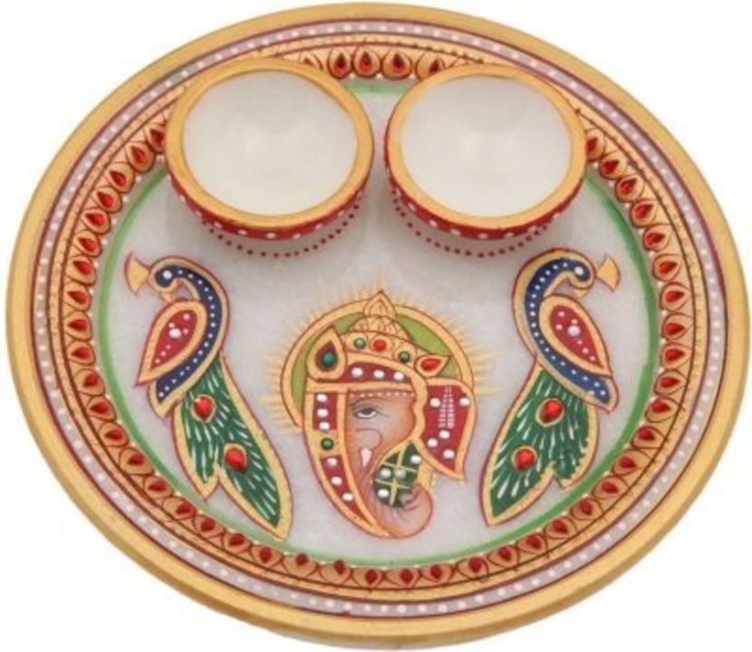  Marble hand made decorative puja thali size - 6 inch  uploaded by Dev craft on 10/31/2021