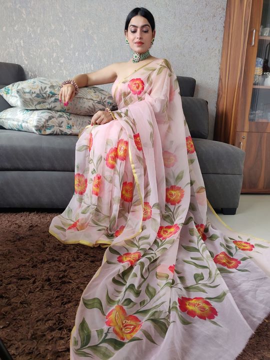   *Hand Painted saree* uploaded by Mahi fabric on 11/1/2021