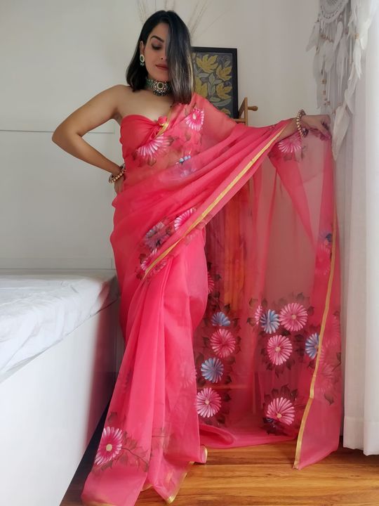    *Hand Painted saree* uploaded by Mahi fabric on 11/1/2021