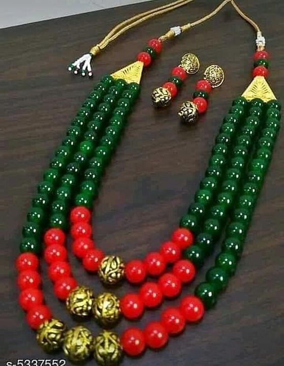 Red green beads set uploaded by Jewellery Studio of Asmita on 9/19/2020