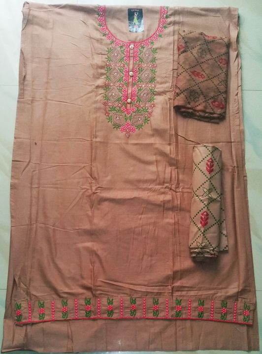 Ladies cotton embroidery+hand work dress materials uploaded by NOOR COLLECTION on 11/3/2021
