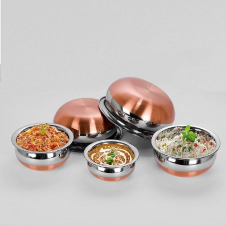 Post image eppyz Copper Bottom Handi Pot 5 Piece Set/Steel Handi Set 5 Piece Set Handi Handi 2.1 L, 1.6 L, 1.1 L, 0.8 L, 0.5 L
Color: Multicolor
Diameter: 23 cm, 21.2 cm, 18.5 cm, 17 cm, 14.5 cm
Capacity: 2.1 L, 1.6 L, 1.1 L, 0.8 L, 0.5 L
Made of: Stainless SteelBuy krne ke liye connect kreType: Handi
Dishwasher Safe
Capacity: 2.1 L, 1.6 L, 1.1 L, 0.8 L, 0.5 L
Diameter: 23 cm, 21.2 cm, 18.5 cm, 17 cm, 14.5 cm