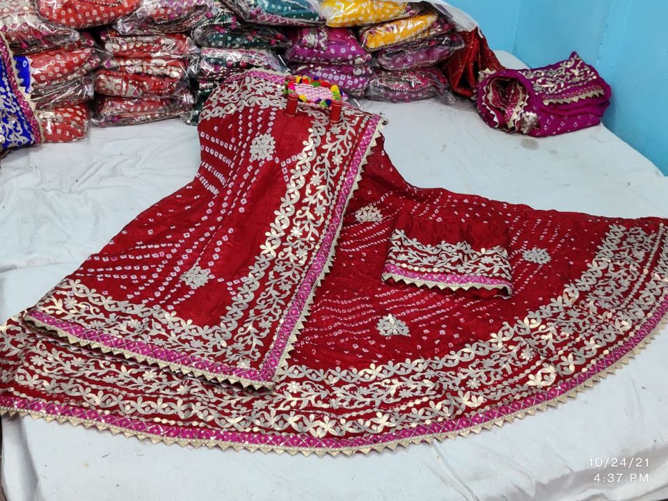 Art silk bhandhej lehnga full stich  .. uploaded by India top fashion 💄💋👠👝💍 on 11/6/2021
