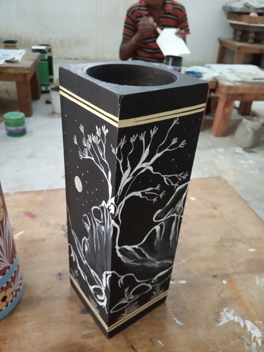 Wooden hand-painted flower vase uploaded by Eco And Eco handicraft world on 11/6/2021